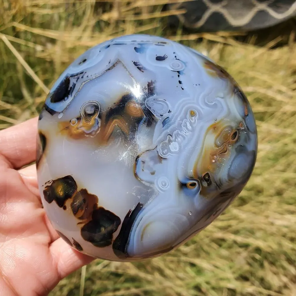 Dendritic Agate White Blue Intricate Patterns Freeform Quality Crystal 406 Grams